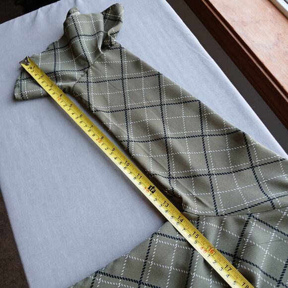 Annabelle Olive Plaid Print Blouse XS V-neck boho tunic 3/4 bell ruffle sleeve - Picture 8 of 11